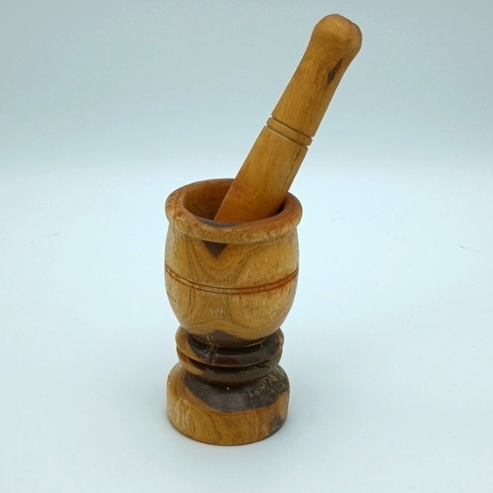 Vintage Wooden Pestle and Mortar Set